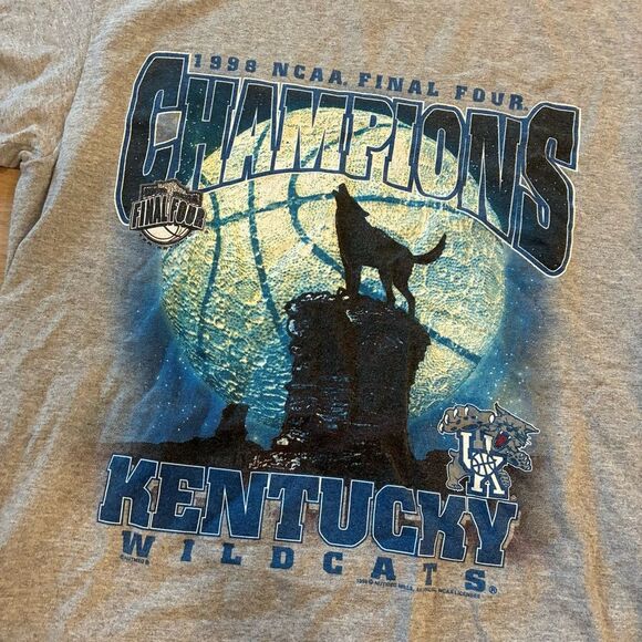 Vintage Nutmeg Mills Kentucky Wildcats 90s Basketball Final Four T-shirt Size M - Picture 5 of 5